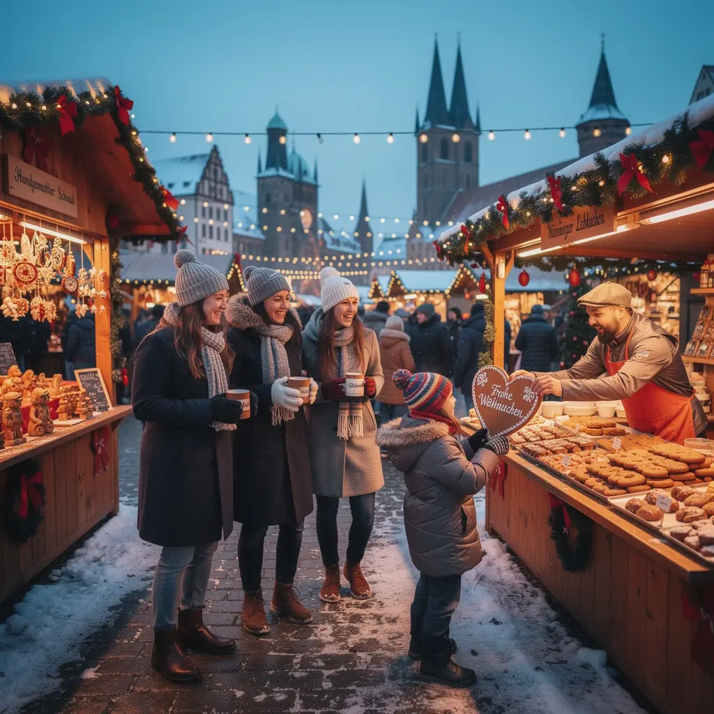 Abbildung einer Gruppe von Touristen, die durch die Straßen von München schlendern.
